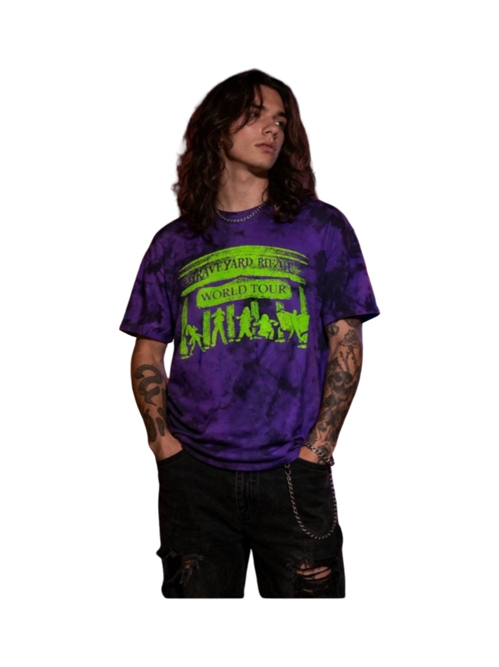 Graveyard Revue Purple Tie-Dye Graphic Tee - Men Size M